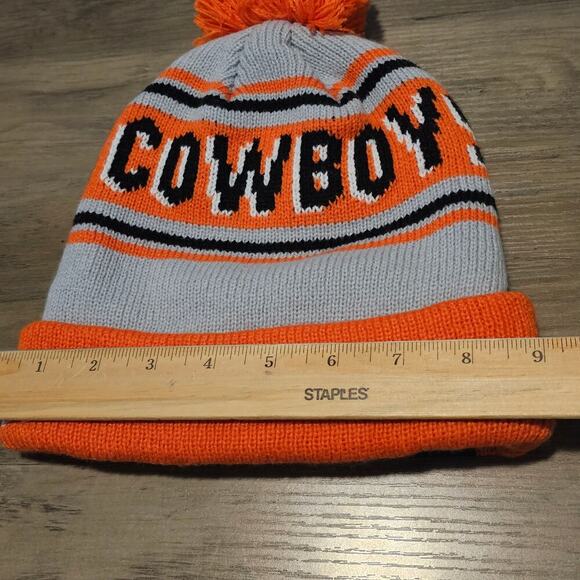 New Era Oklahoma State Cowboys Beanie Hat Orange OSU Pistol Pete Pom Pom Knit - Picture 6 of 10
